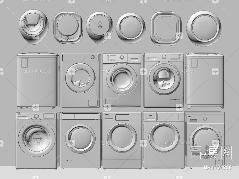 洗衣机组合3D模型下载【ID:1724988】