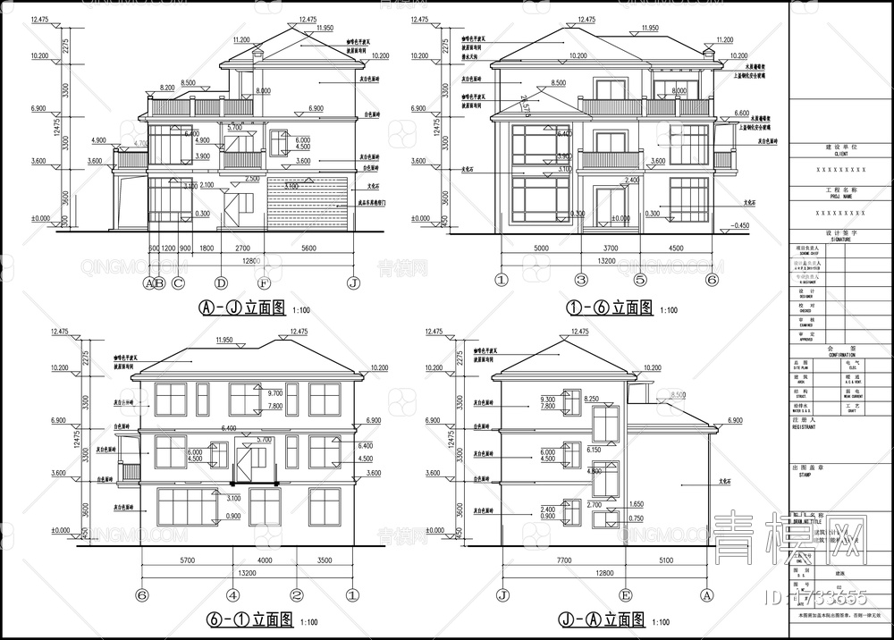 别墅建筑设计 施工图【ID:1733655】
