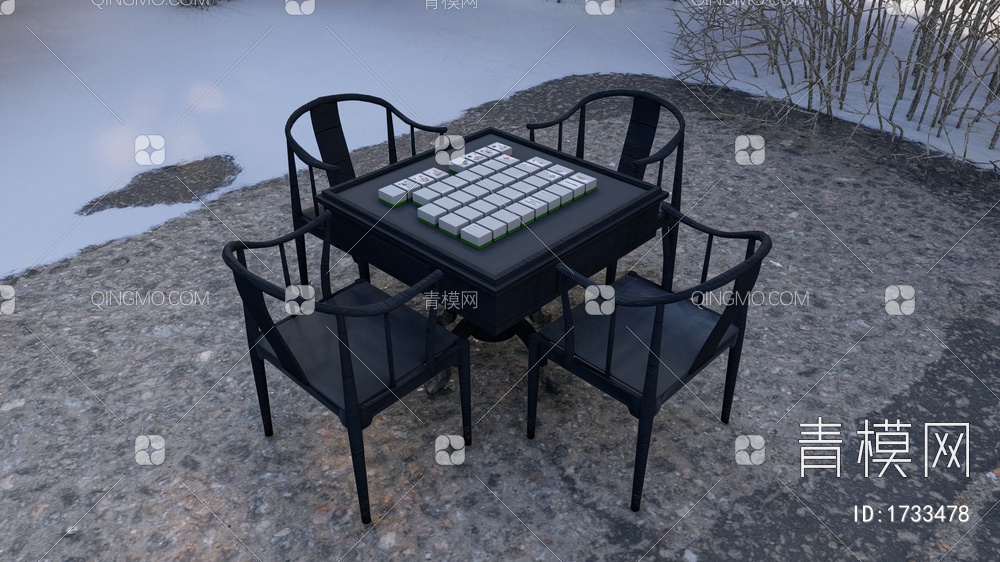 麻将桌 麻将机 机麻 棋牌桌SU模型下载【ID:1733478】