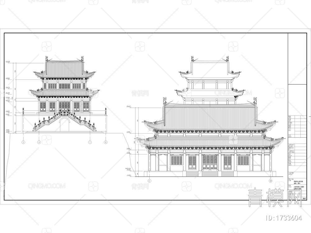 99套古建筑寺庙宝殿佛塔CAD施工图纸【ID:1733604】