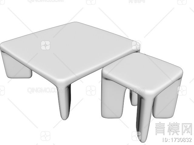 当代低脚混凝土桌子3D模型下载【ID:1730832】