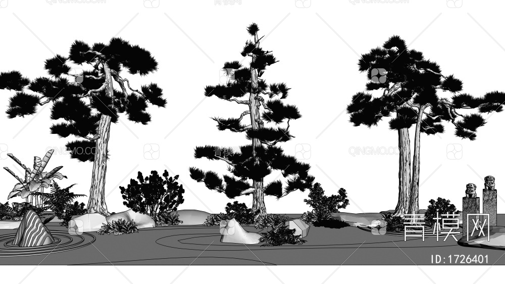 松树 景观树3D模型下载【ID:1726401】