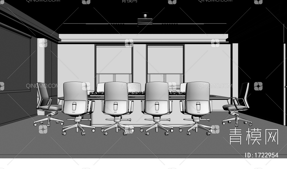 办公会议室3D模型下载【ID:1722954】
