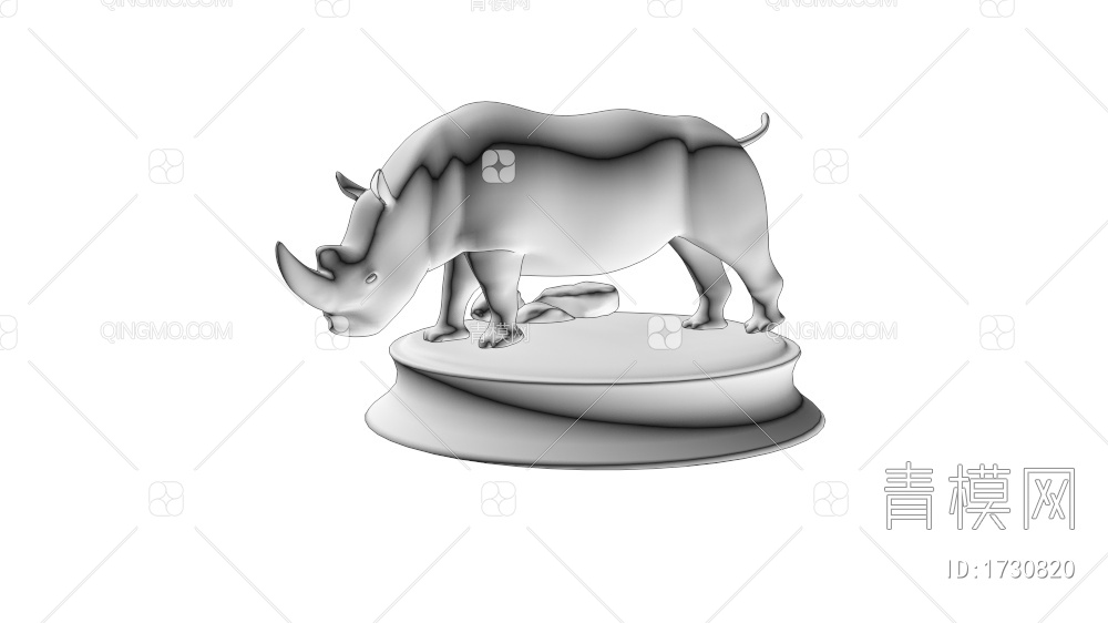 铜犀牛 雕塑3D模型下载【ID:1730820】
