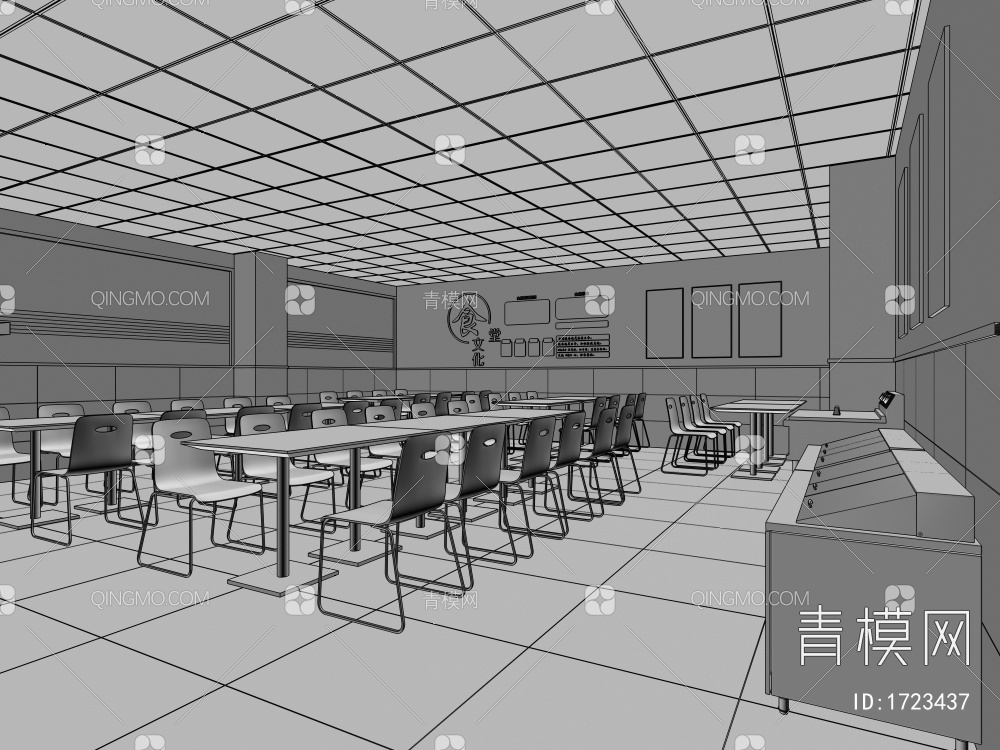 学校食堂3D模型下载【ID:1723437】