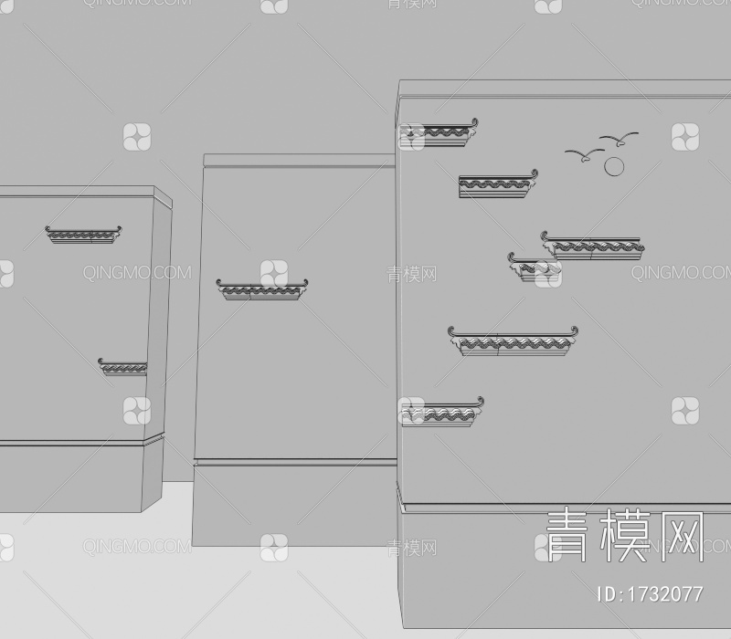 创意屋檐壁灯3D模型下载【ID:1732077】