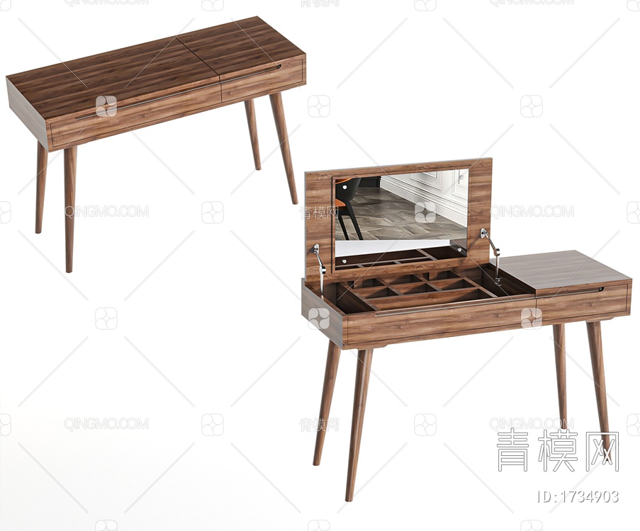 梳妆台，书桌，办公桌3D模型下载【ID:1734903】