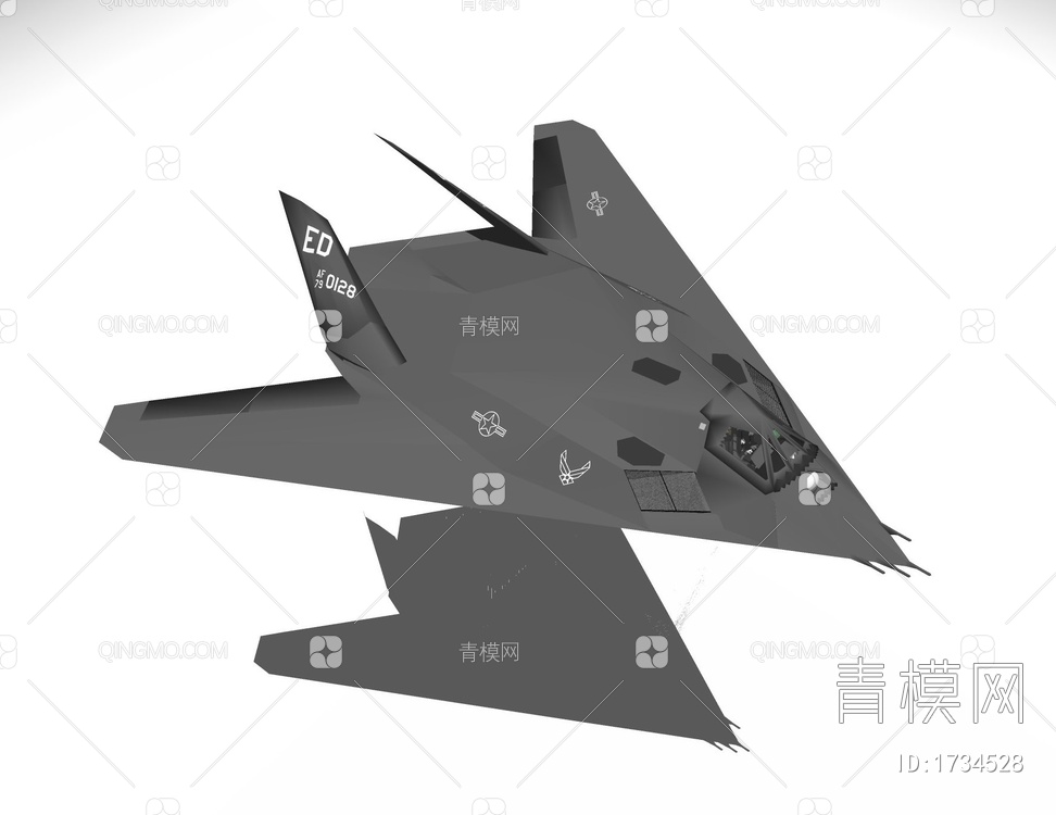 f117隐形攻击机轰炸机SU模型下载【ID:1734528】