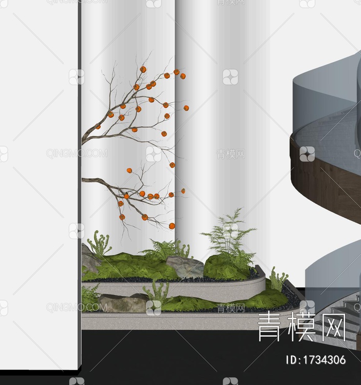 室内景观植物造景SU模型下载【ID:1734306】
