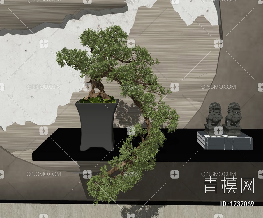 松树盆景SU模型下载【ID:1737069】