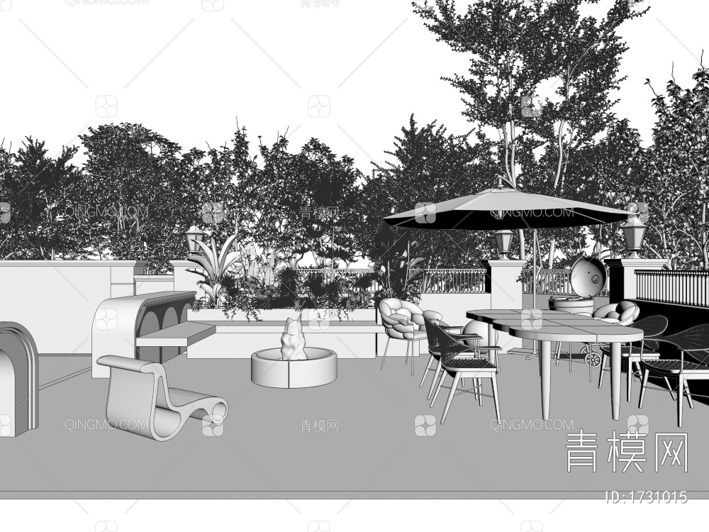 阳台花园 露台3D模型下载【ID:1731015】