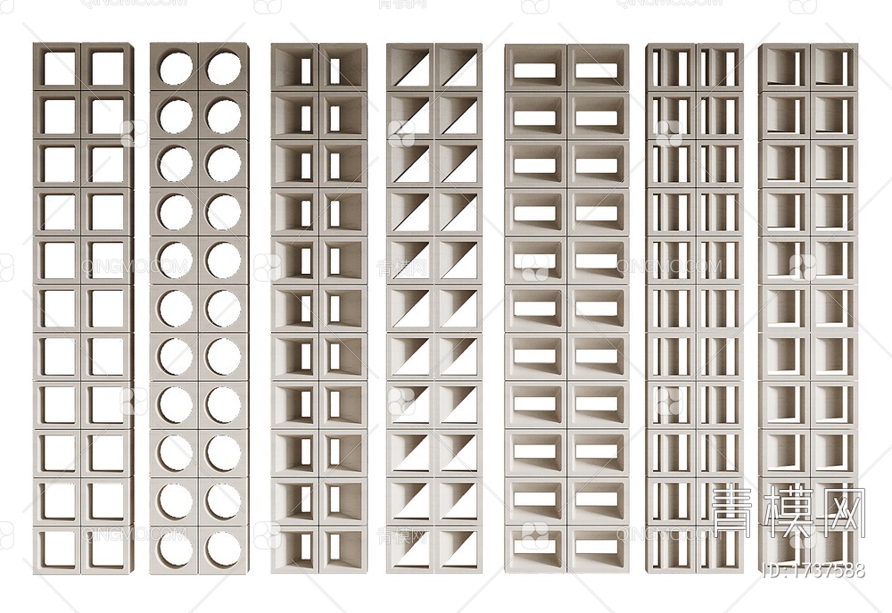 水泥镂空隔断3D模型下载【ID:1737588】