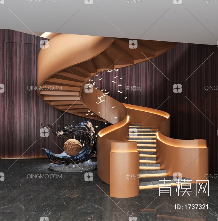 旋转楼梯间3D模型下载【ID:1737321】