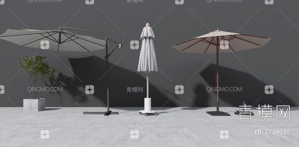 遮阳伞 圆形太阳伞 方形太阳伞 户外遮阳伞3D模型下载【ID:1739031】