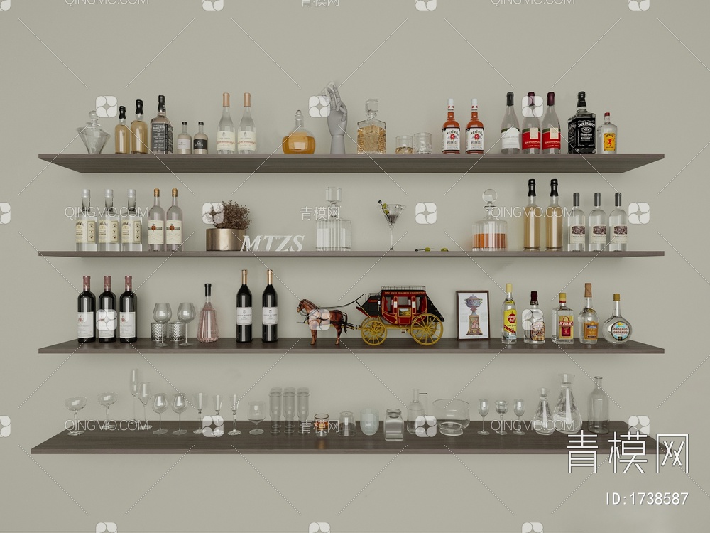 酒具用品，酒水摆件3D模型下载【ID:1738587】