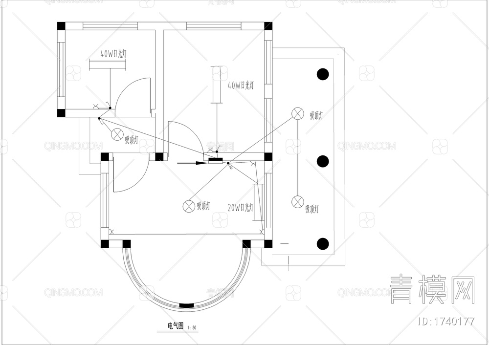 售票亭建筑结构图【ID:1740177】