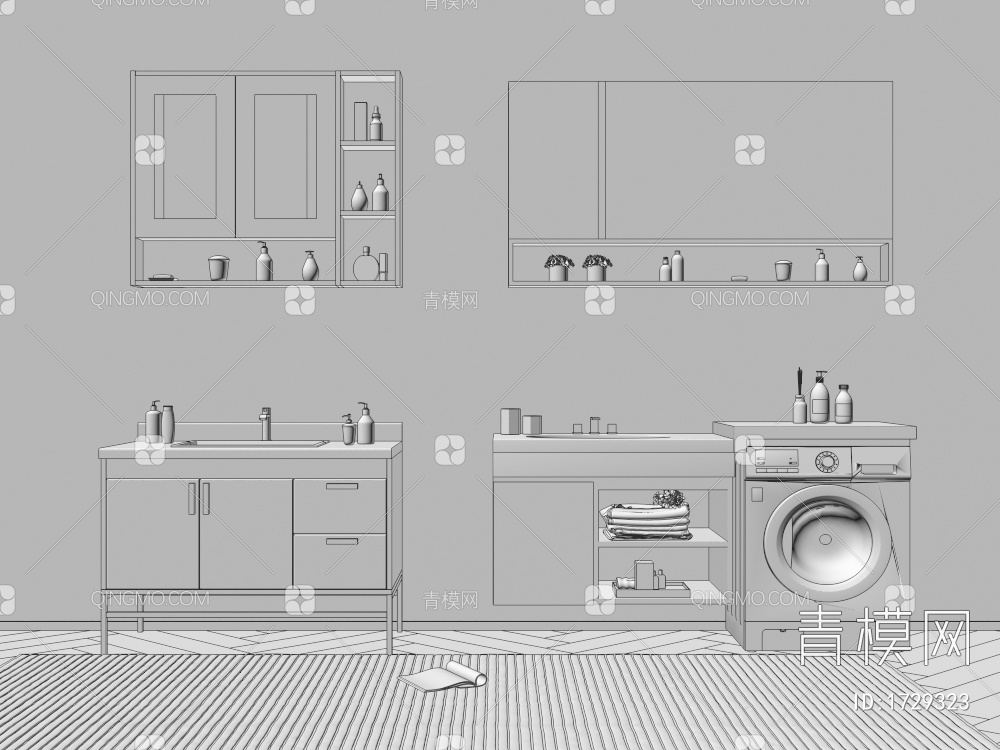 浴室柜3D模型下载【ID:1729323】