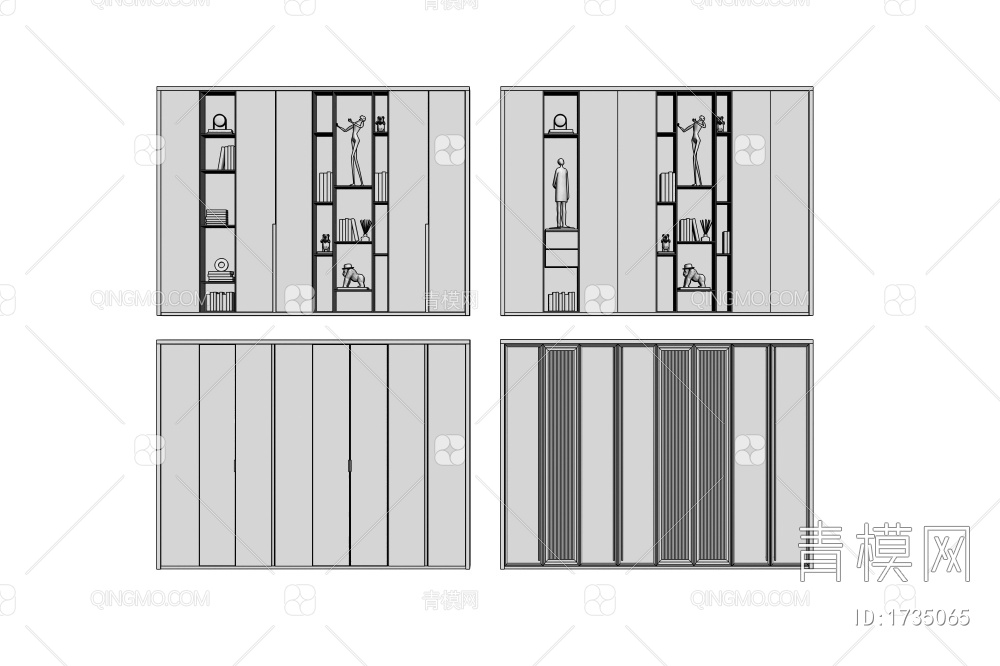 书柜3D模型下载【ID:1735065】