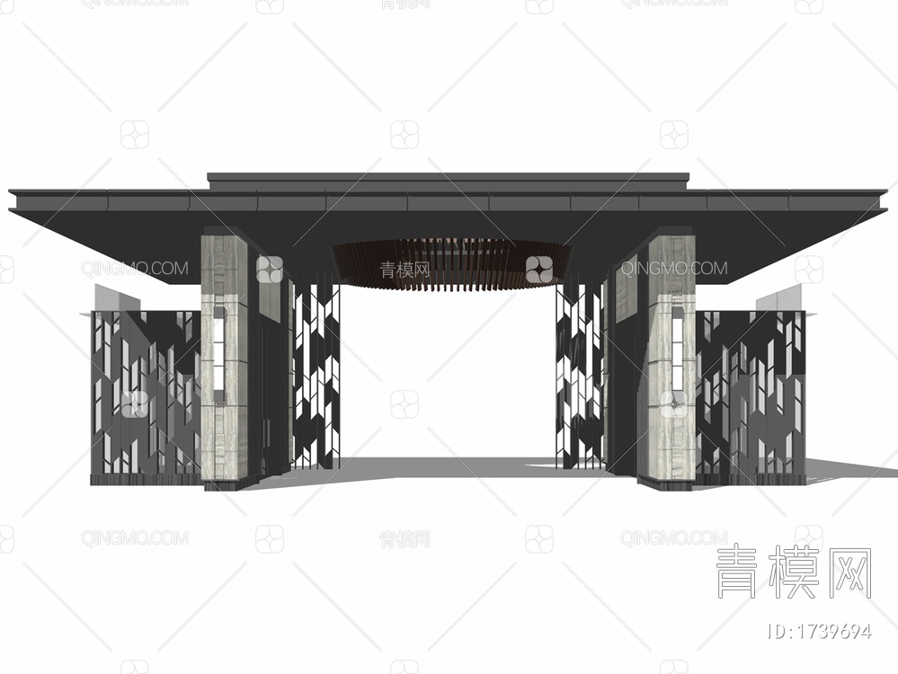 示范区展示区大门入口SU模型下载【ID:1739694】