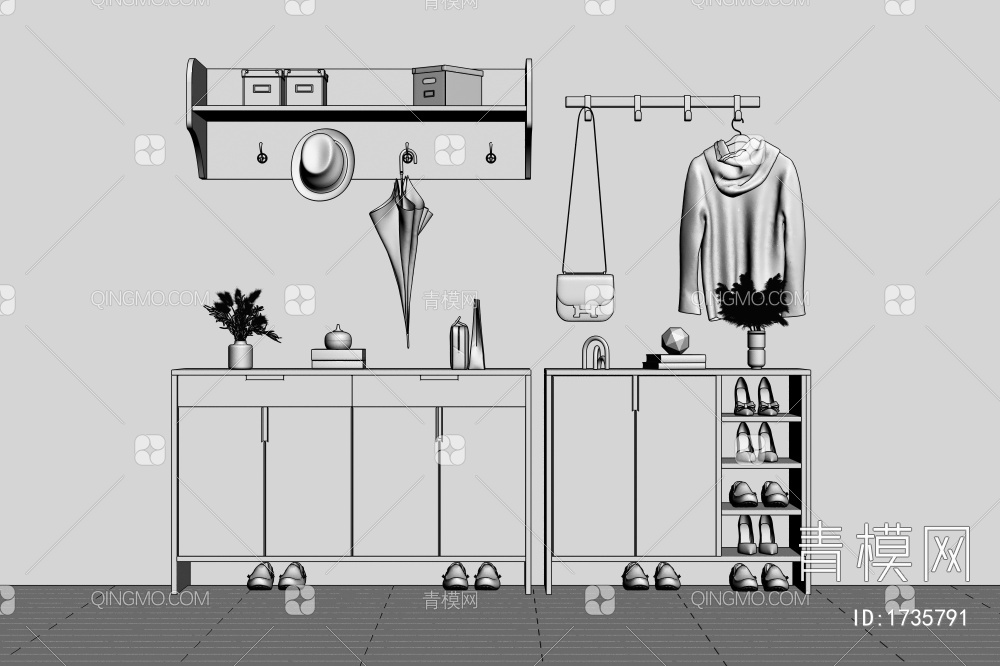 鞋柜3D模型下载【ID:1735791】