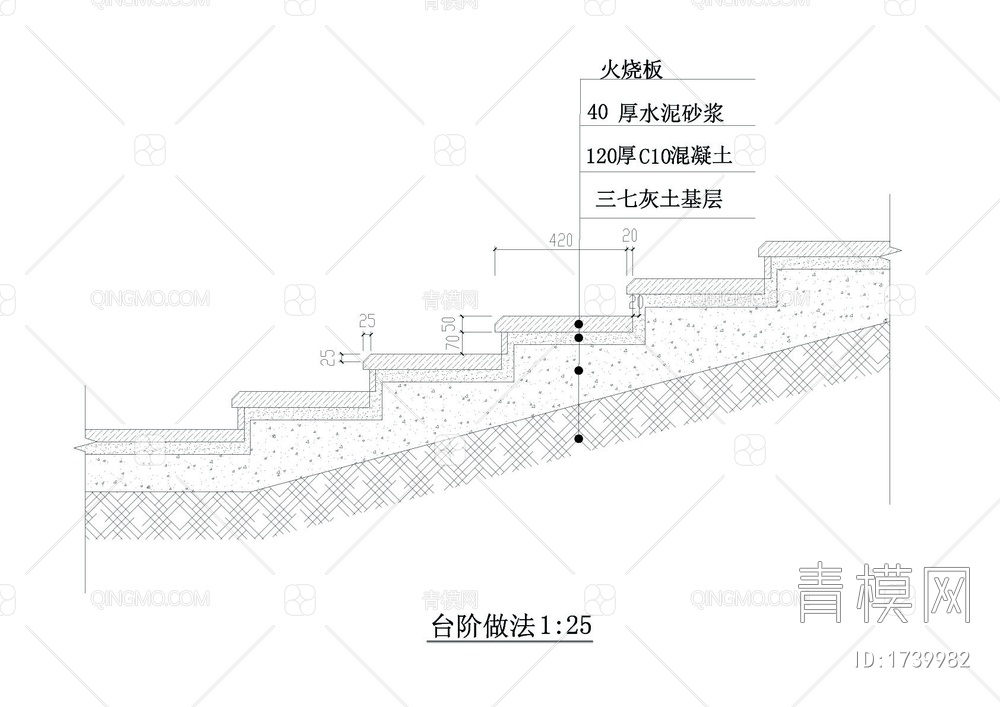 石桌椅及踏步大样图【ID:1739982】