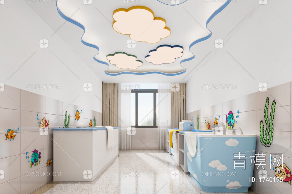 医院 洗婴室 儿童洗澡间3D模型下载【ID:1740195】