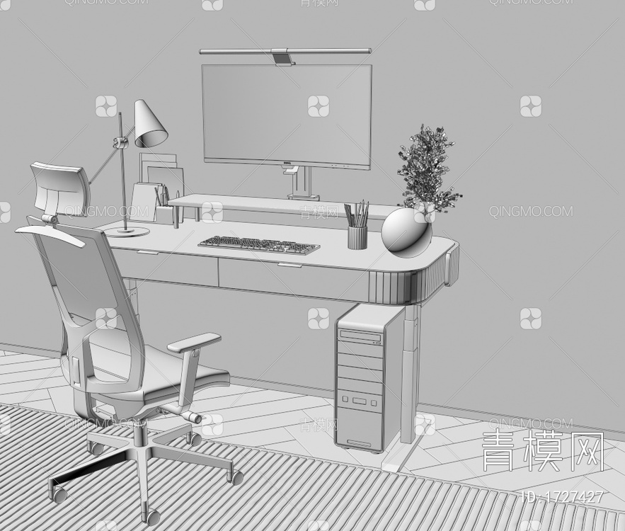 书桌，办公桌，电脑桌3D模型下载【ID:1727427】
