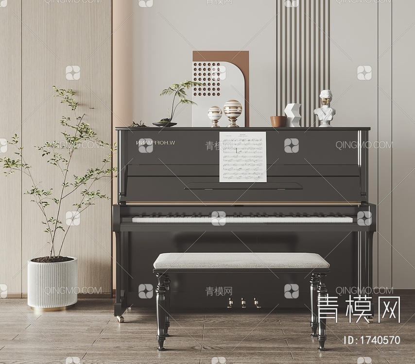 钢琴3D模型下载【ID:1740570】