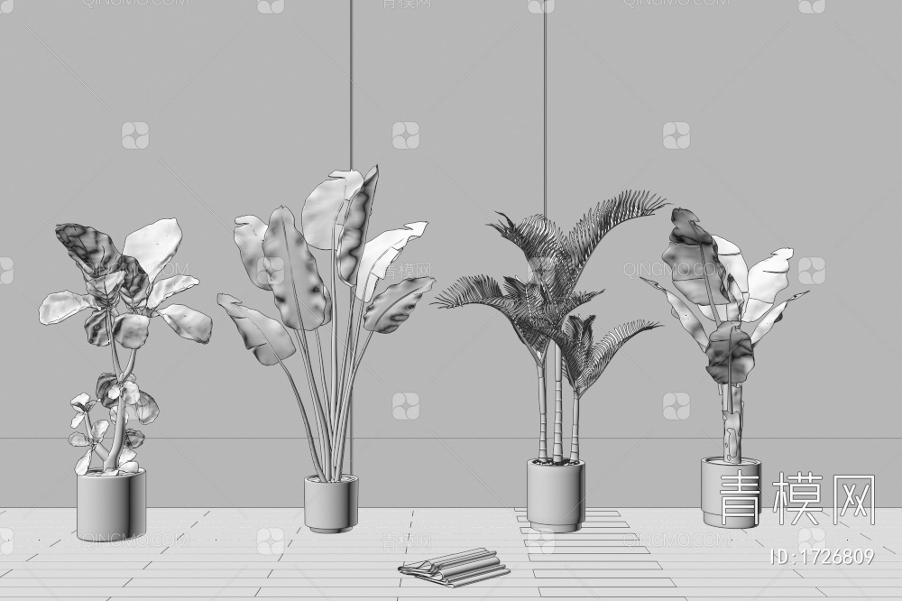 【植物，盆栽3D模型】-现代VR无灯光有贴图MAX2016植物，盆栽3d模型下载-ID1726809-免费3Dmax模型库 - 青模3d模型网