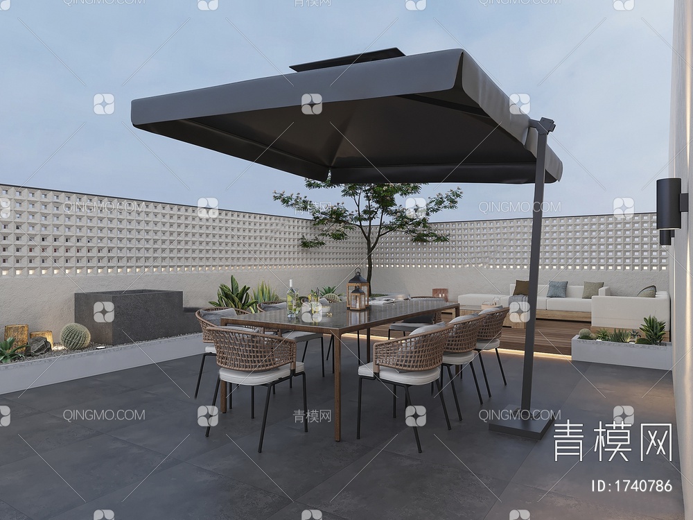 屋顶花园3D模型下载【ID:1740786】