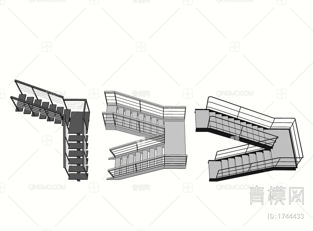 铁艺楼梯SU模型下载【ID:1744433】