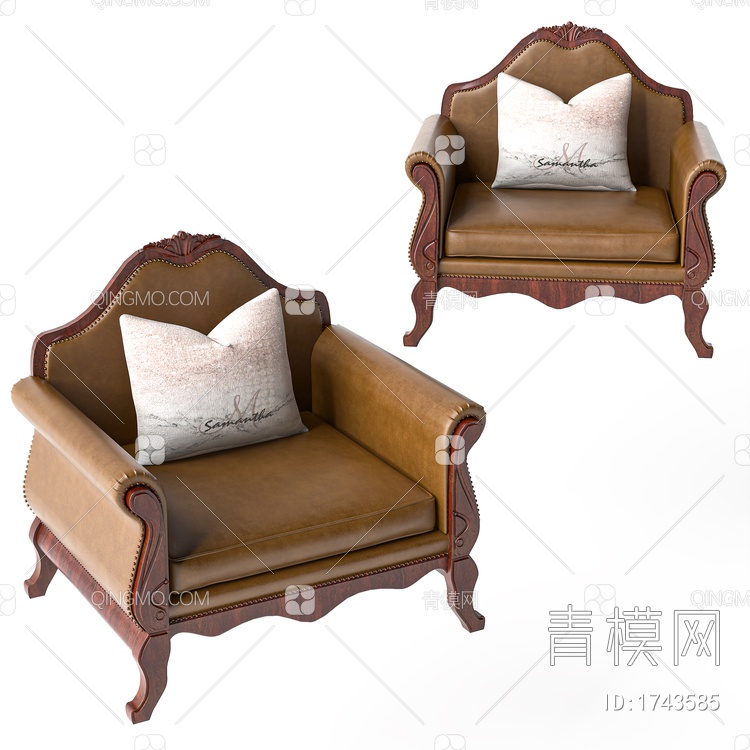 休闲沙发，单人沙发3D模型下载【ID:1743585】