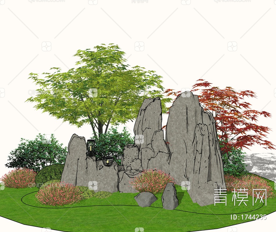 景观石头SU模型下载【ID:1744235】