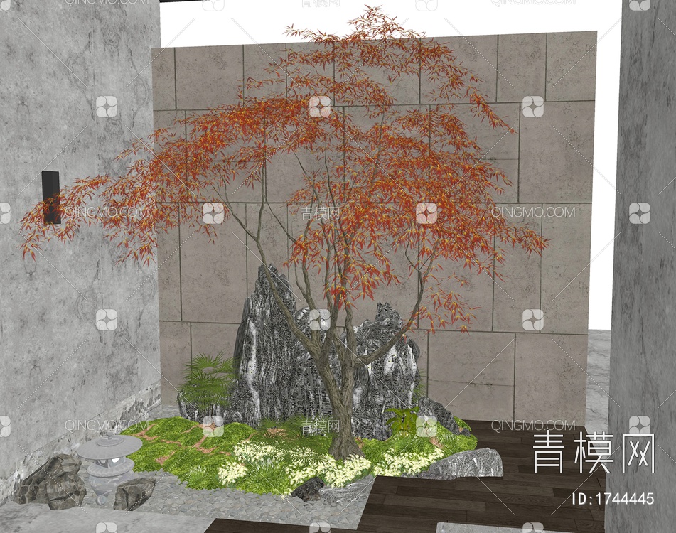 庭院景观假山石头SU模型下载【ID:1744445】