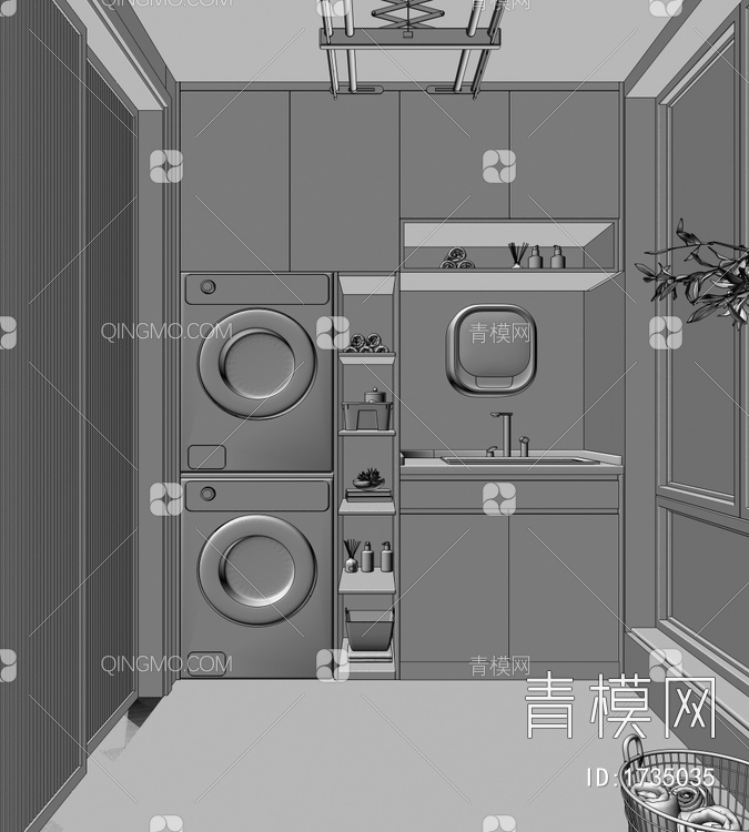 阳台洗衣柜3D模型下载【ID:1735035】