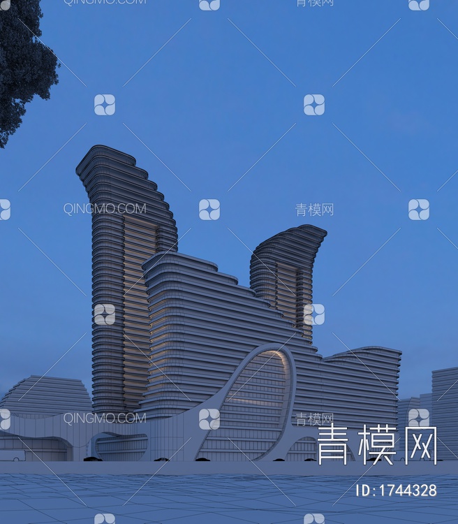 弧形建筑3D模型下载【ID:1744328】