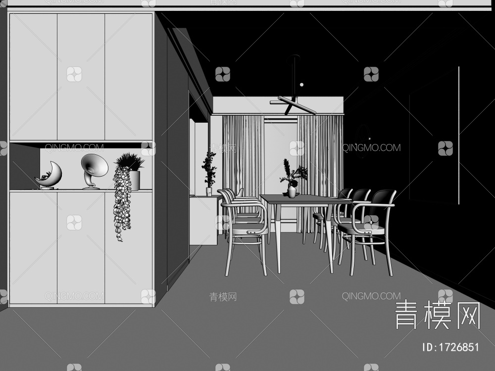 原木客餐厅3D模型下载【ID:1726851】