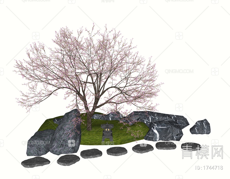 景观植物造型树樱花SU模型下载【ID:1744718】