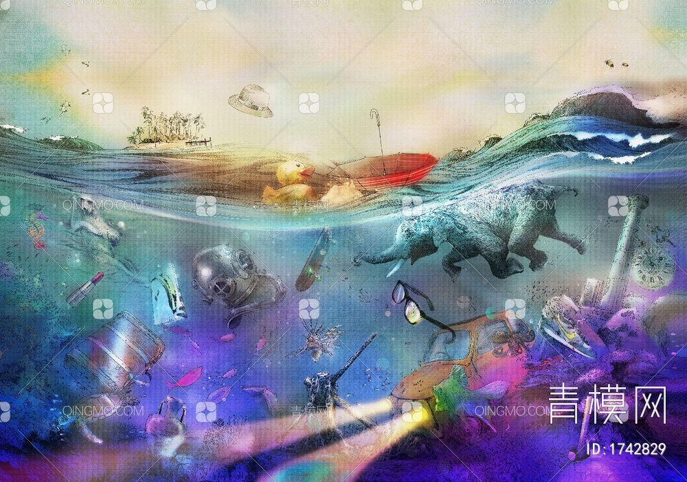 彩色海底世界壁纸贴图下载【ID:1742829】