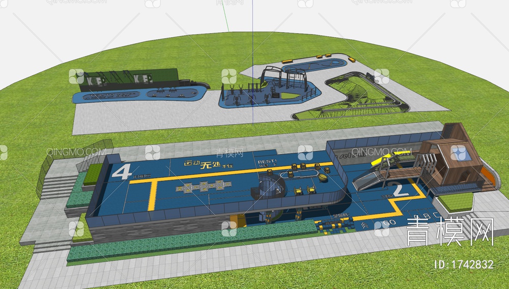 户外儿童活动场地=SU模型下载【ID:1742832】