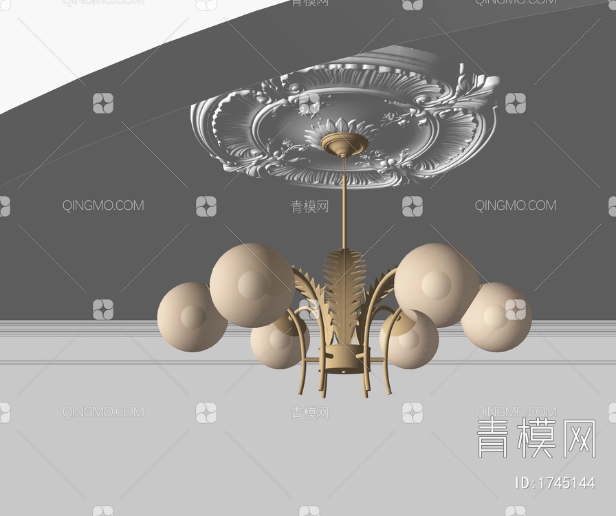 中古吊灯SU模型下载【ID:1745144】