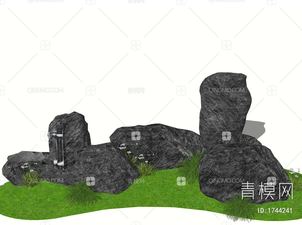 景观水景 景观石头SU模型下载【ID:1744241】