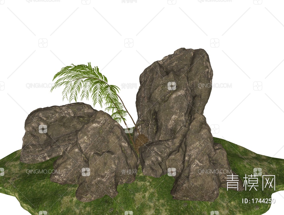 景观石头蕨类植物SU模型下载【ID:1744250】