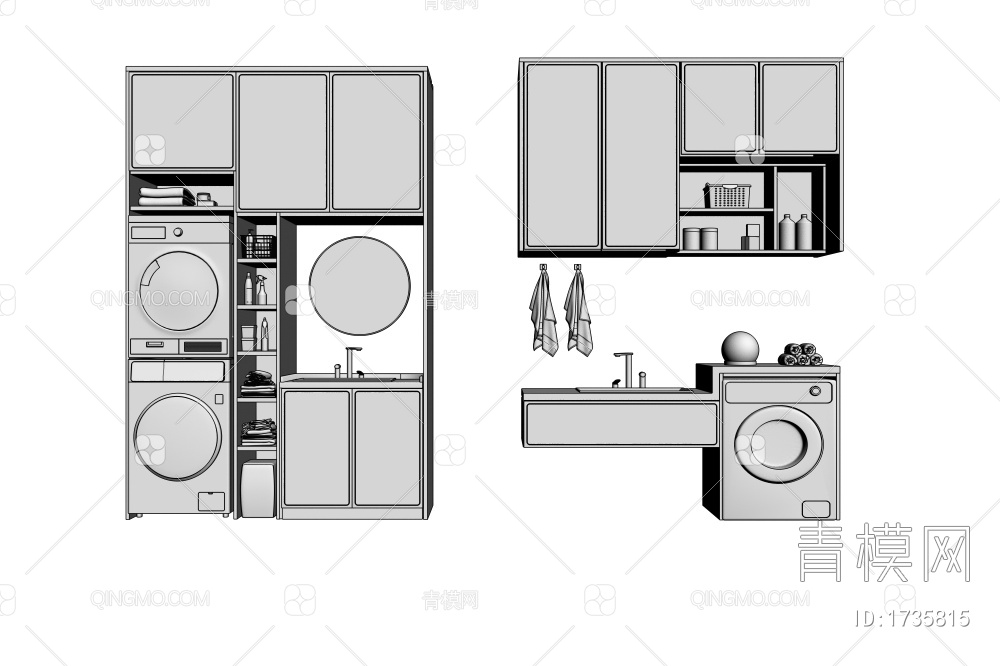 洗衣柜3D模型下载【ID:1735815】