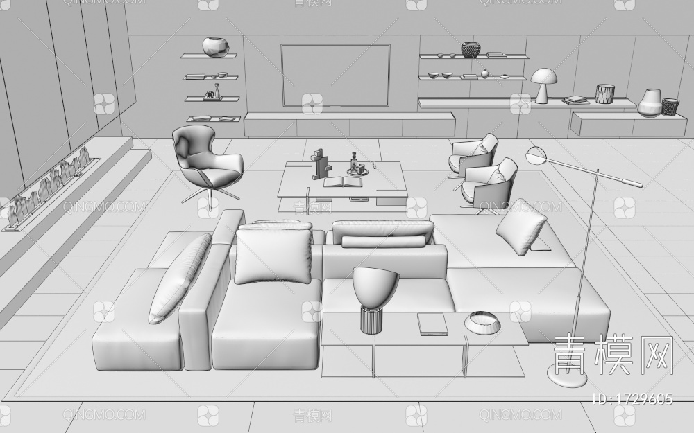 沙发茶几组合3D模型下载【ID:1729605】