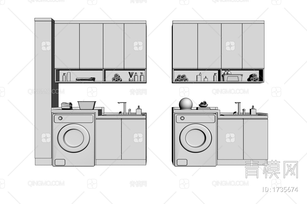 洗衣柜3D模型下载【ID:1735674】