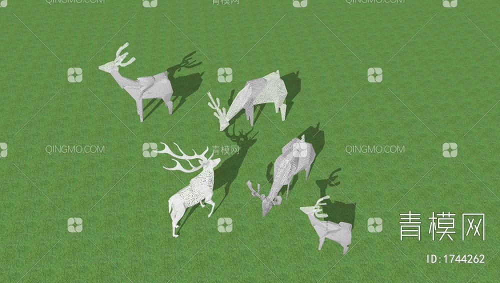 雕塑鹿 几何图形 小鹿SU模型下载【ID:1744262】