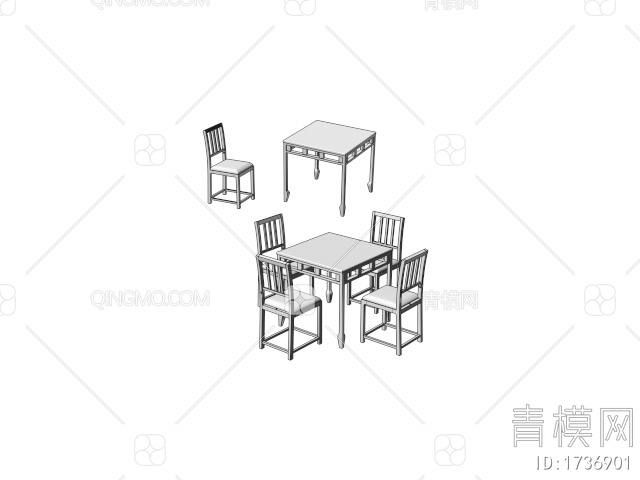 餐桌椅组合3D模型下载【ID:1736901】