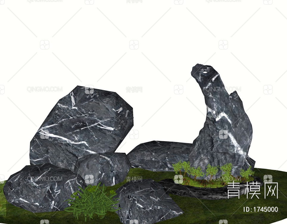 景观石头SU模型下载【ID:1745000】