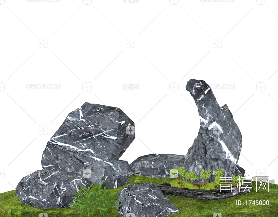 景观石头SU模型下载【ID:1745000】